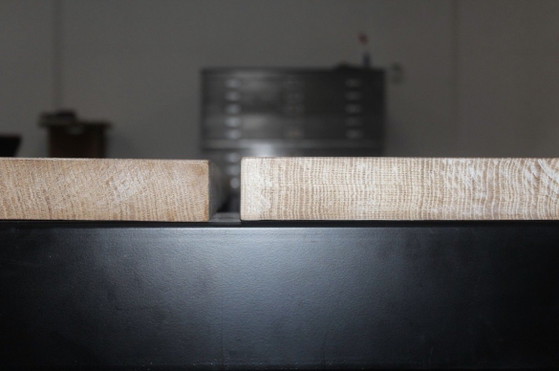 Image 1 of Industrial design dining table / conference table - solid oak - 250 x 120