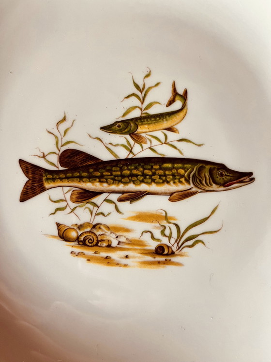 Image 1 of Ensemble de 6 assiettes à poissons d'eau douce de Limoges
