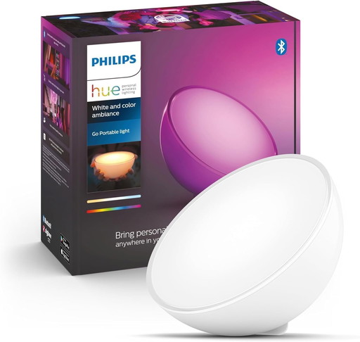 Philips Hue Go Lampe portable connectée White and Color Compatible Bluetooth, fonctionne avec Alexa, Google Assistant et Apple H
