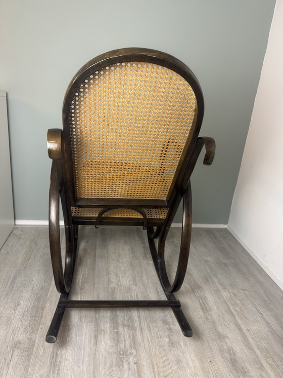 Image 1 of Thonet Style Rocking Chair with Rattan