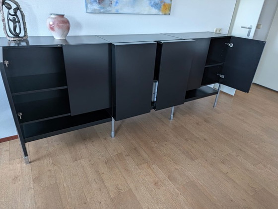 Black sideboard with silver-colored legs, Wood, Metal, Modern (photo 5 of 5)