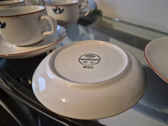 Image 1 of Vintage Rörstrand Diamant Viva cups/saucers