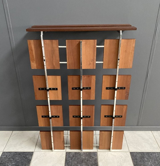 Image 1 of Appendiabiti da parete in legno impiallacciato palissandro e cromo, anni '60