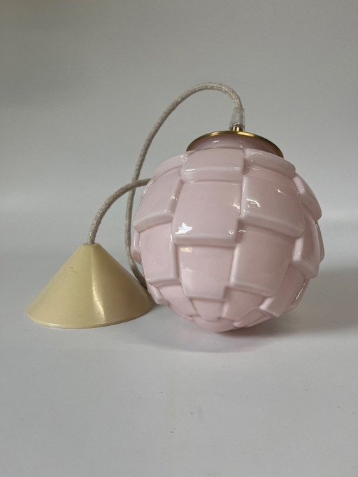 Plafonnier vintage art déco rose Lampe pendante Artichoke