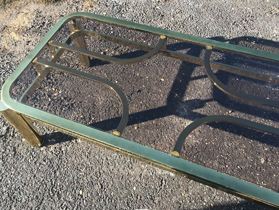 Table Basse Vintage en Laiton, Années 1970 – Livres d'art, Verre (photo 2 of 11)