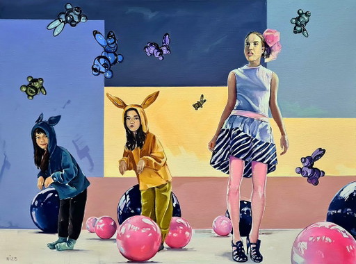 Pittura a Olio Originale Pop Art Simbolismo Equilibrio Parte 3