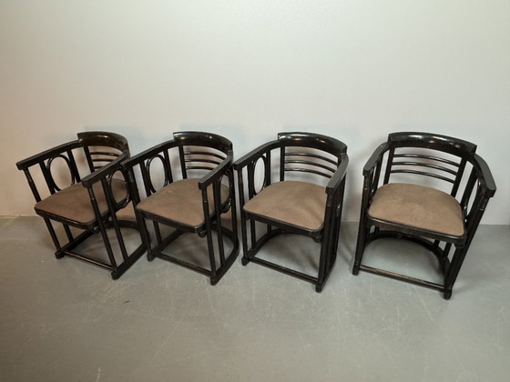 Image 1 of Mid-Century Set of 4 Fledermaus Bauhaus Design Armchairs attributed to Josef Hoffmann for Thonet, Austria 1920s
