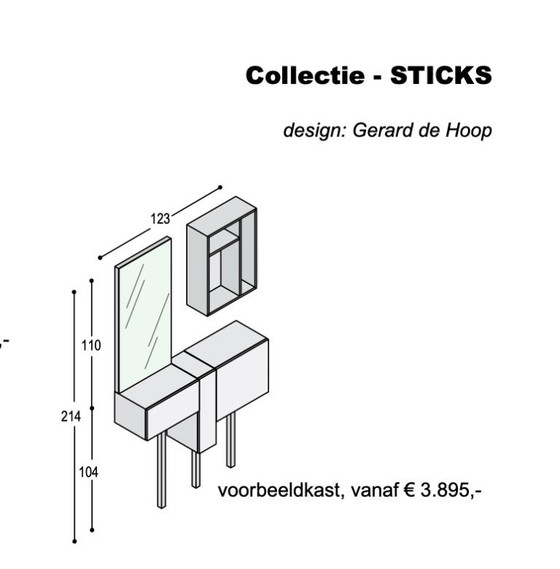 Image 1 of Meubles d'entrée design Castelijn Sticks – Gerard de Hoop – ensemble original complet – Dutch Design