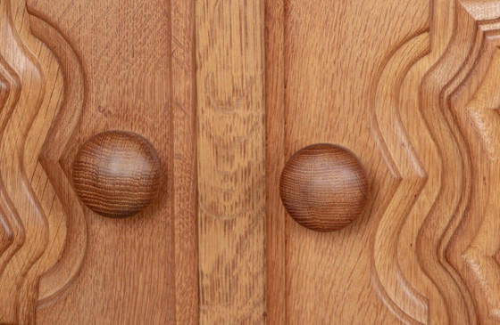 Image 1 of Very large French sideboard in solid oak by Guillerme and Chambron for Your Home 1960.