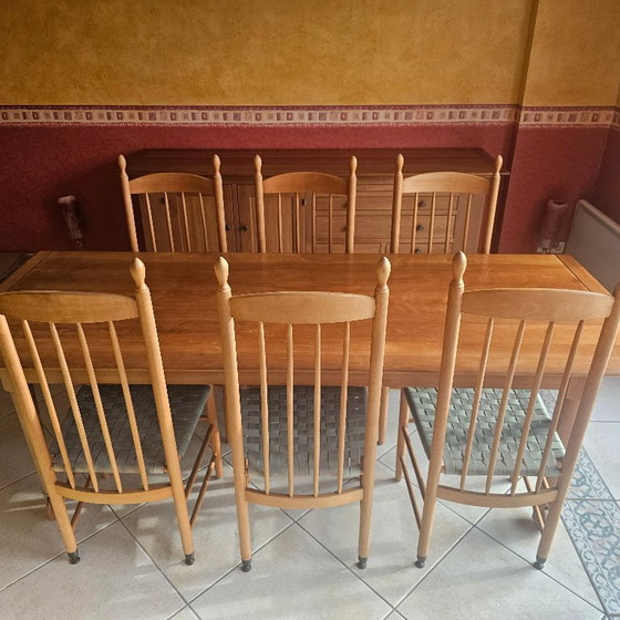 Solid Cherry Wood Dining Set - Shaker Style - Roche Bobois (photo 2 of 6)