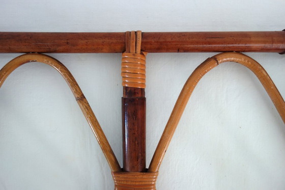 Image 1 of Porte manteaux mural bambou et rotin vintage