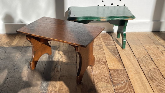 Image 1 of 2 mini Vintage WOODEN TABOURETS