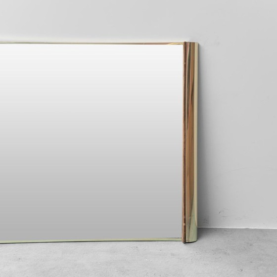 Image 1 of LARGE VINTAGE MIRROR WITH BRASS AND SUEDE FRAME FROM THE 70S – MODERN DESIGN