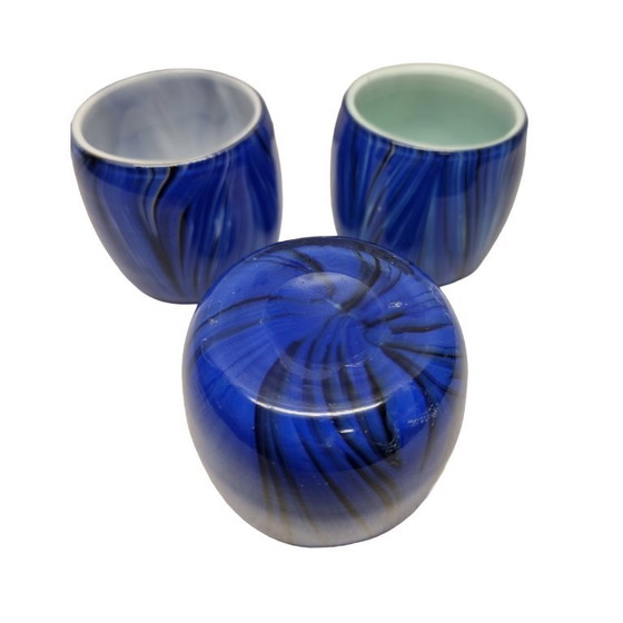 Image 1 of 3 porte-bougies chauffe-plat vintage bleu cobalt