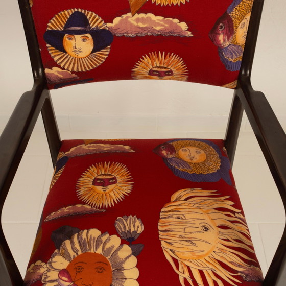 Gio Ponti Stuhl Mod. 110 mit Fornasetti Originalstoff für Cassina 1953 – Esszimmerstühle, Wood (photo 20 of 28)