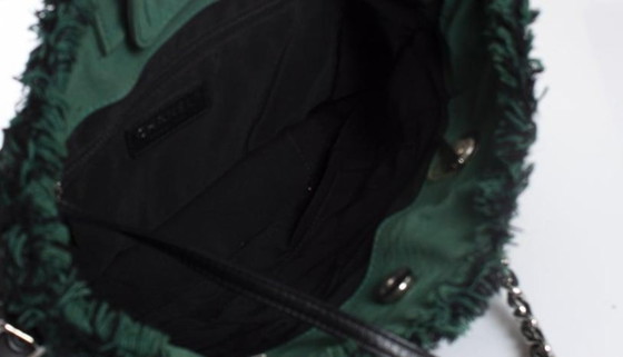 Image 1 of Borsa Chanel in tela trapuntata verde