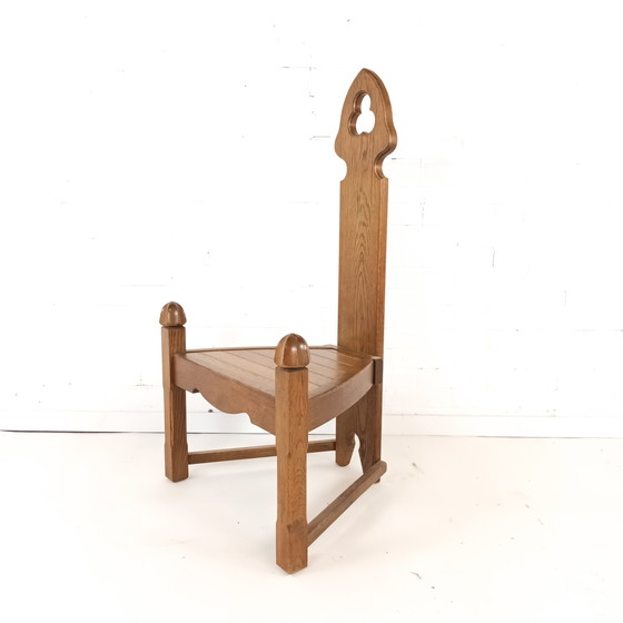 Image 1 of Vintage brutalist oak wooden chair 1960s