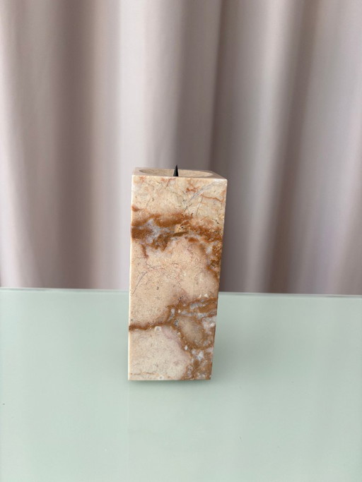Vintage minimalistische beige marmeren kandelaar – kandelaars en kaarsen, Marble (photo 2 of 7)
