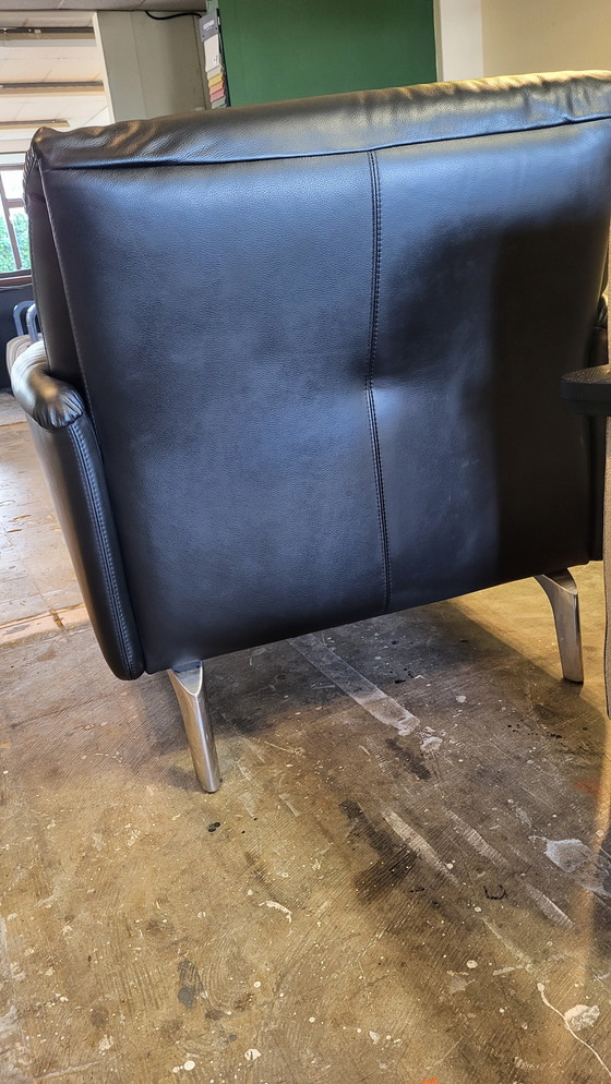 Image 1 of Leolux Bora Balanza Fauteuil Leer Zwart