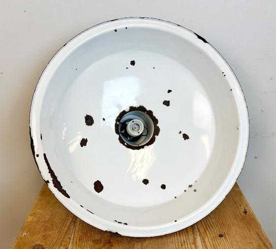 Image 1 of Large Industrial Midcentury Grey Enamel Factory Lamp, 1950s