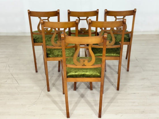 Image 1 of 6 sedie da pranzo in mogano, stile vintage