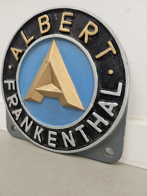 Logotipo antiguo de la fábrica de hierro fundido Albert Frankenthal