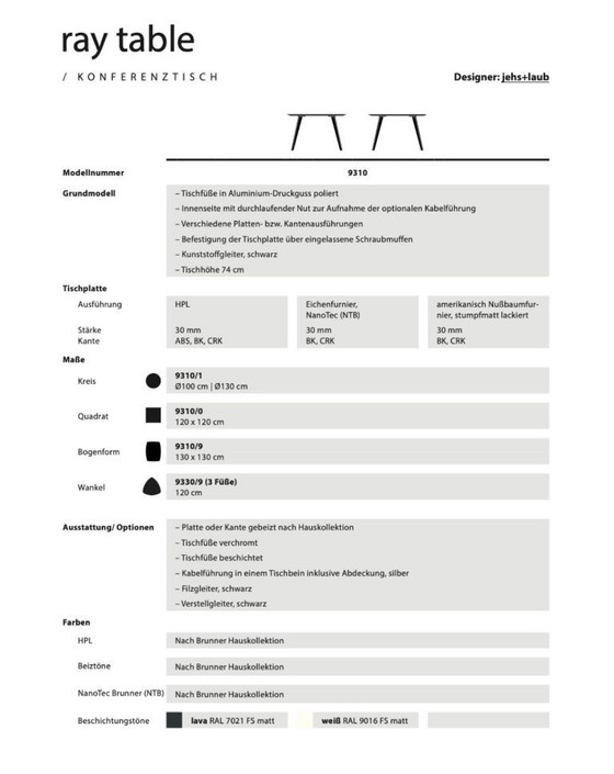 Image 1 of Mesa de conferencias modular Ray Table Flex (de Brunner)