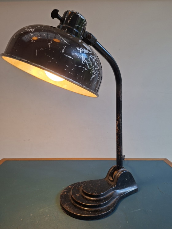 Vintage Desk Lamp, Hala Germany, Jaren Dertig – Leeslamp, Metal, Cast Iron (photo 4 of 13)