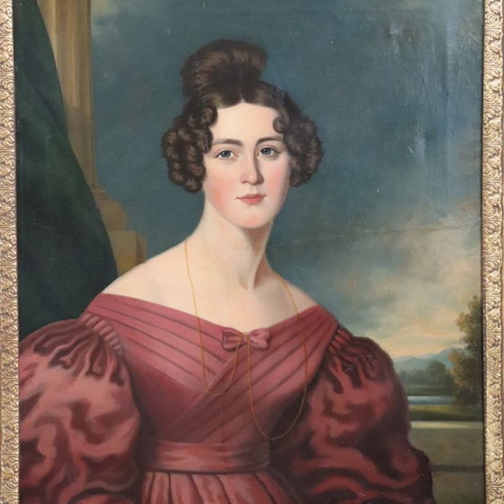 Image 1 of Ritratto di giovane donna, olio su tela, Italia, XIX secolo