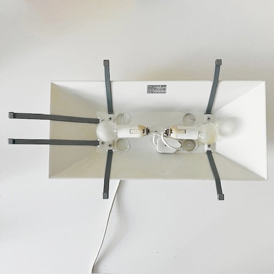 Image 1 of Vintage Ikea Gyllen Gotö wall lamp glass panel yellow and red abstract art 1990s