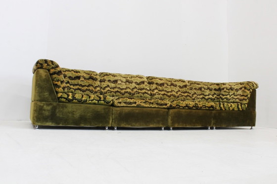 Vintage modulaire elementen sofa  groen 1970s, Modulaire banken, Textiel, Chroom (foto 2 van 9)