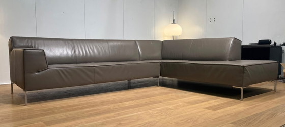 Image 1 of Design on Stock Bloq Hoekbank Leer Taupe Goede Staat