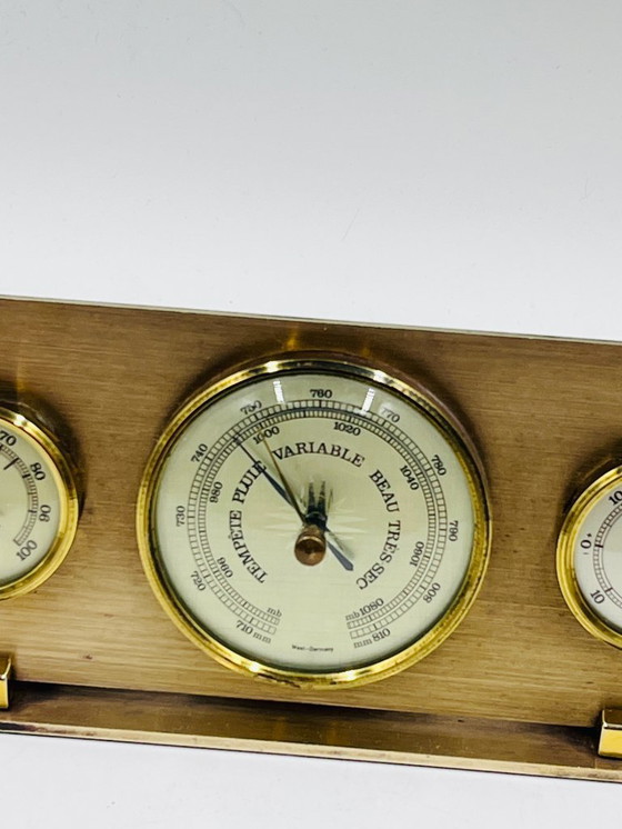 Image 1 of Vintage 1970s West Germany Weather Station – Brass Triptych