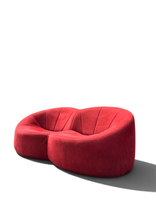 Pierre Paulin Pumpkin Divano a 2 posti – Ligne Roset, Alcantara Rossa (Space Age Design) – 2 zitsbanken, Velvet