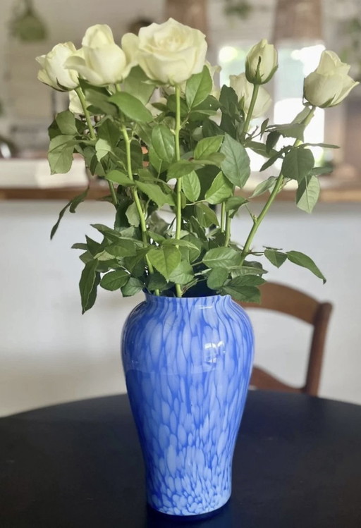 Französische Blaue Vase Aus Der Manufaktur Von Clichy Aus Der Mitte Des Jahrhunderts