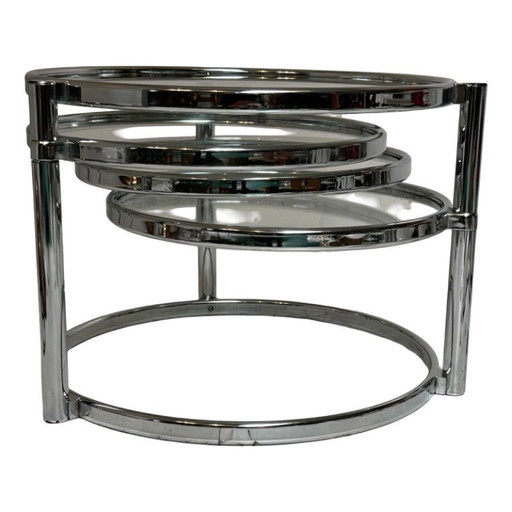 Vintage - Leitmotiv- Nederlands ontwerp - Salontafel - Chroom, draaibare plateaus - XL (63cm ø)
