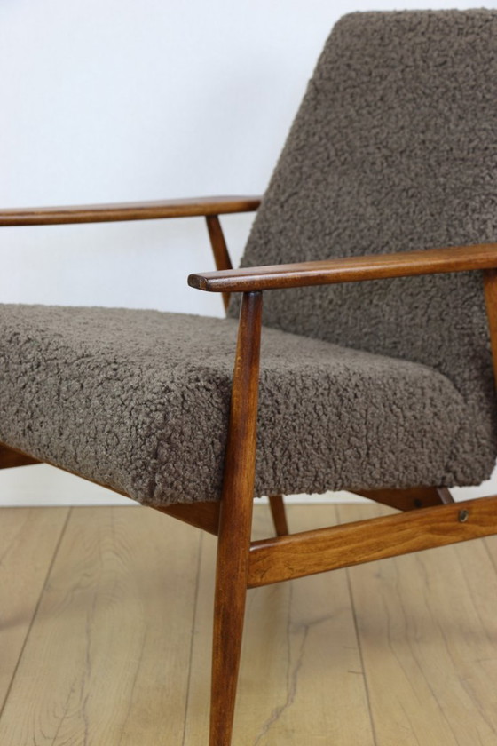 Image 1 of Armchair 'Lis', 1970s brown chocolate brown boucle design by Henryk Lis - 2 pieces available