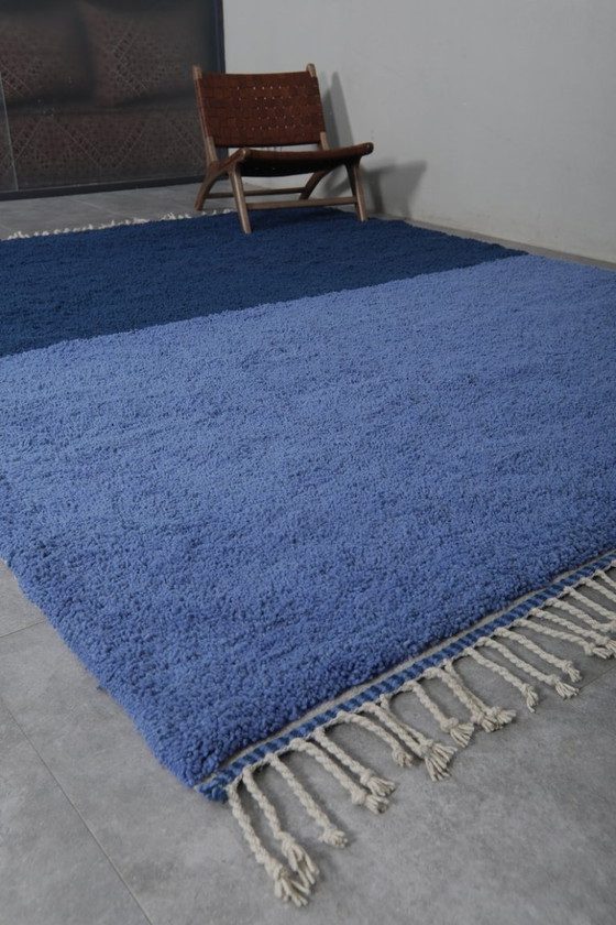 Image 1 of Custom moroccan rug blue - Berber area rug - Beni ourain rug - Handmade rug - Genuine lamb wool - Moroccan rug - Blue rug