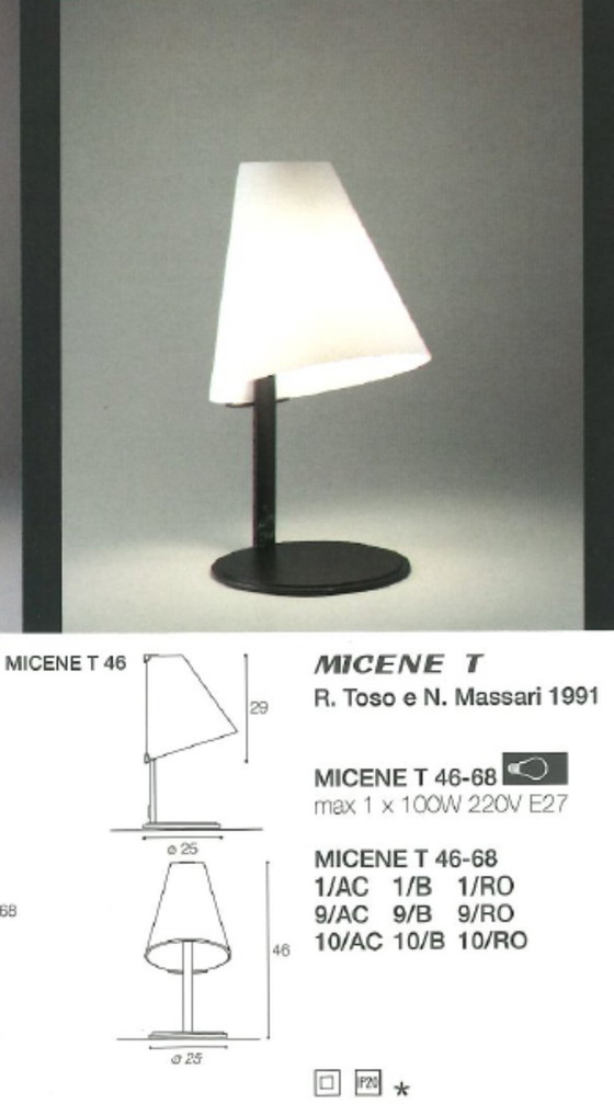 Leucos Micene T46 Lamp van Renato Toso Noti Massari – Tafellampen, Metal, Murano Glass (photo 8 of 8)