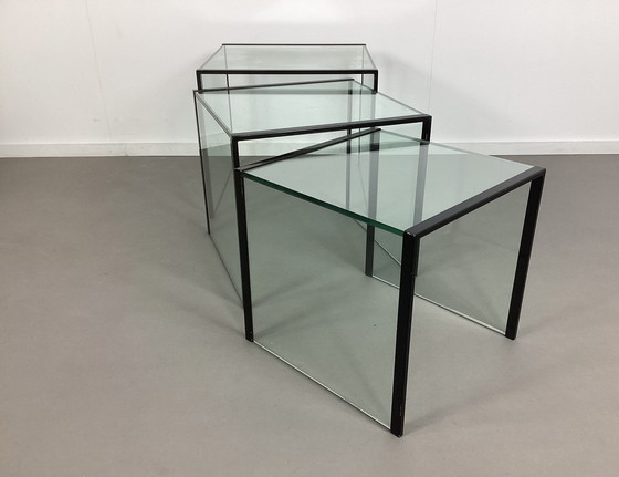 Image 1 of Set da tavola italiano Tonelli a 3 pezzi con design anni Ottanta in vetro.