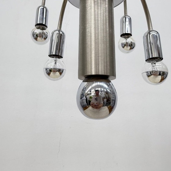 Image 1 of Lampada da soffitto vintage in ottone cromato di Sciolari, anni '70