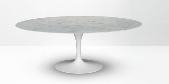 Original Knoll Tulip oval dining table 198x121cm in Arabescato matt marble in NEW CONDITION! Design: Eero (photo 12 of 15)