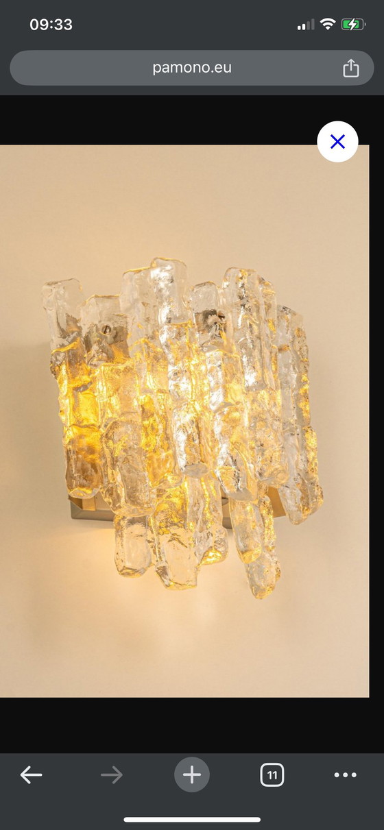 Image 1 of Grandes apliques de pared de Murano de Kalmar, Austria, década de 1960, juego de 2