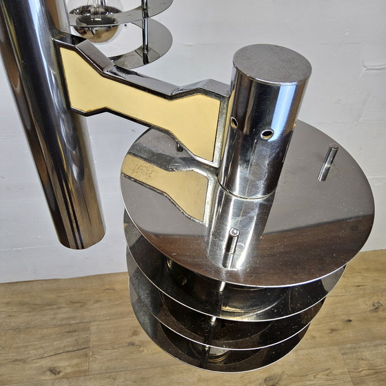 Image 1 of Vintage / Space age Itiliaanse kroonluchter Gaetano Sciolari /  hanglamp /vintage design chandelier 
