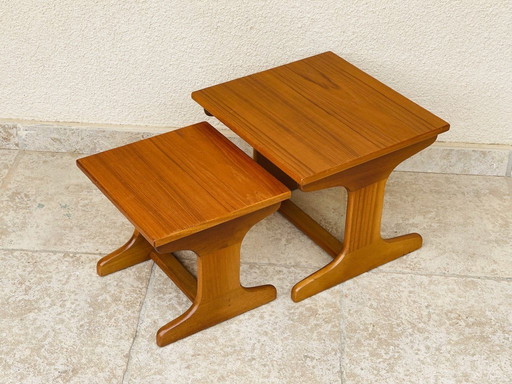 Paar skandinavische Satztische aus Teakholz, 1960