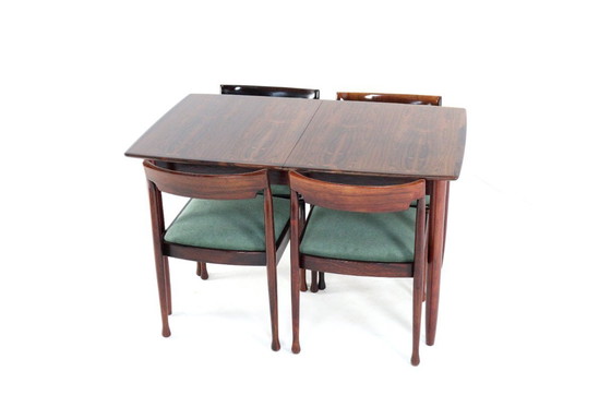 Image 1 of Ensemble de 4 chaises de salle à manger en bois de rose 'Havelte' vintage tapissées