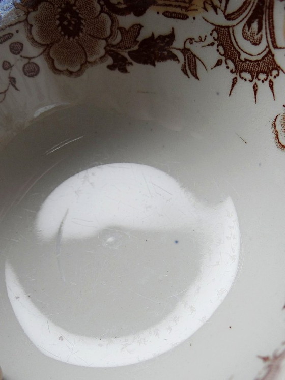 Image 1 of Sarreguemines - Kyoto - antique tea set: 5 cups and 6 Japanese-style saucers