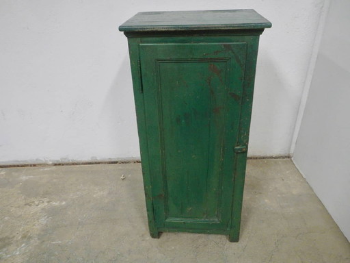 Green typography side table in wood, Italy, 50s