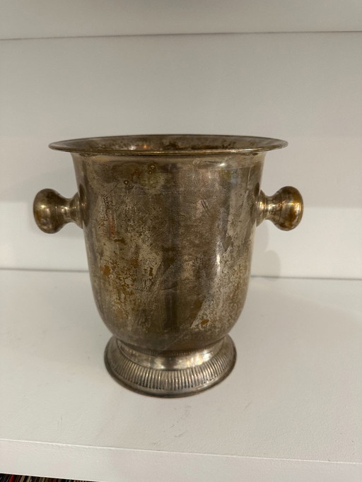 Alter Sektkühler aus versilbertem Metall - Authentische Patina