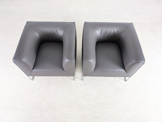 Image 1 of 2 sillones originales COR Mell, de piel, gris antracita, diseño lounge.